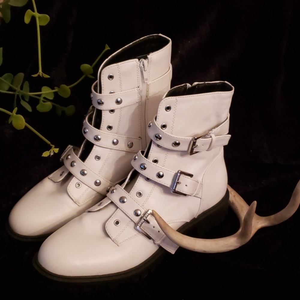 Guess White Moto Boots